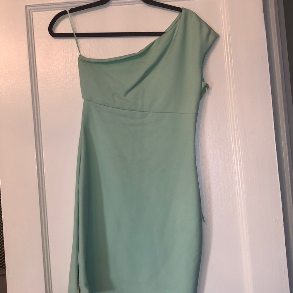 Zara One Shoulder Pale Green Dress